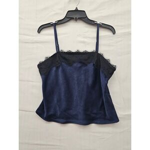 A New Day Womens Navy Blue Lace Trim Camisole Top Small F00397283